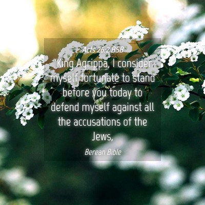 Picture 04 - Acts 26:2 BSB - “King Agrippa, I consider myself fortunate to - Bible Verse Picture