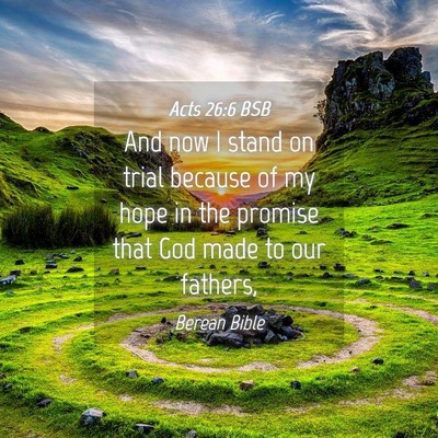 Picture 04 - Acts 26:6 BSB - And now I stand on trial because of my hope in - Bible Verse Picture