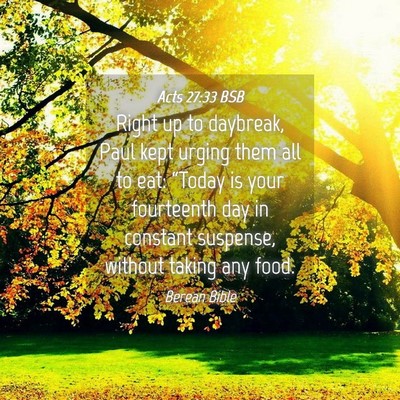 Picture 04 - Acts 27:33 BSB - Right up to daybreak, Paul kept urging them all - Bible Verse Picture