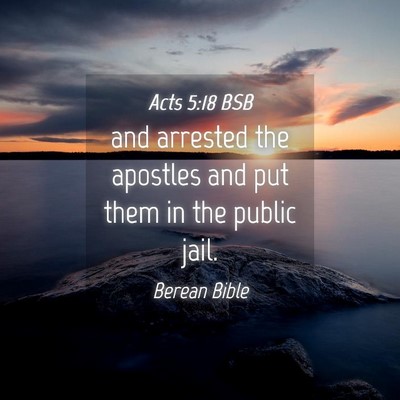 Picture 04 - Acts 5:18 BSB - and arrested the apostles and put them in the - Bible Verse Picture