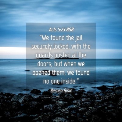 Picture 04 - Acts 5:23 BSB - “We found the jail securely locked, with the - Bible Verse Picture