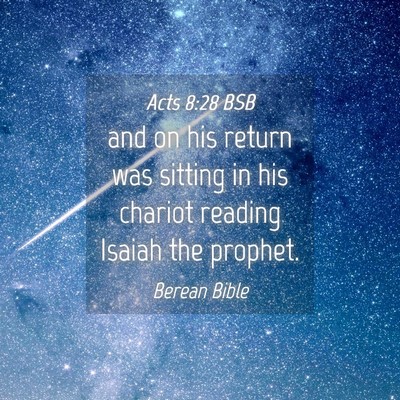 Picture 04 - Acts 8:28 BSB - and on his return was sitting in his chariot - Bible Verse Picture