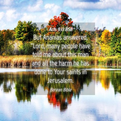 Picture 04 - Acts 9:13 BSB - But Ananias answered, “Lord, many people have - Bible Verse Picture