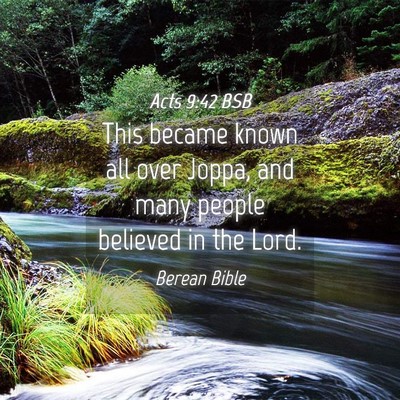 Picture 04 - Acts 9:42 BSB - This became known all over Joppa, and many people - Bible Verse Picture