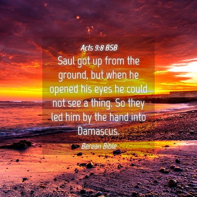 Picture 04 - Acts 9:8 BSB - Saul got up from the ground, but when he opened - Bible Verse Picture