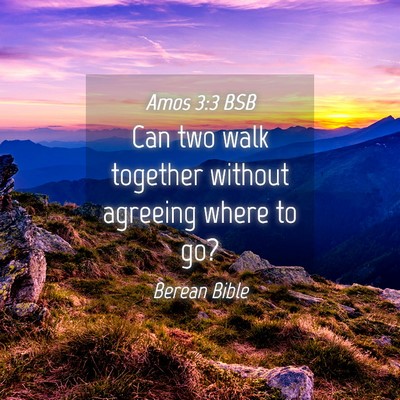 Picture 04 - Amos 3:3 BSB - Can two walk together without agreeing where to - Bible Verse Picture