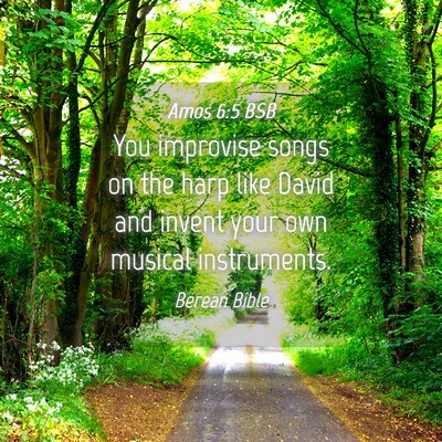 Picture 04 - Amos 6:5 BSB - You improvise songs on the harp like David and - Bible Verse Picture