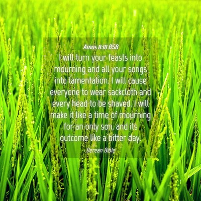 Picture 04 - Amos 8:10 BSB - I will turn your feasts into mourning and all - Bible Verse Picture