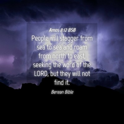 Picture 04 - Amos 8:12 BSB - People will stagger from sea to sea and roam from - Bible Verse Picture