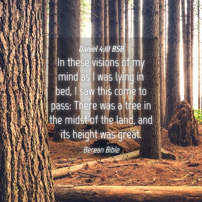 Picture 04 - Daniel 4:10 BSB - In these visions of my mind as I was lying in - Bible Verse Picture