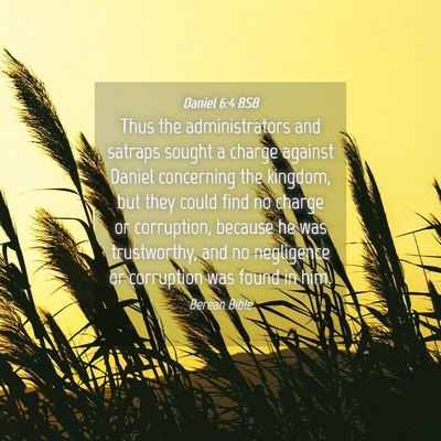 Picture 04 - Daniel 6:4 BSB - Thus the administrators and satraps sought a - Bible Verse Picture