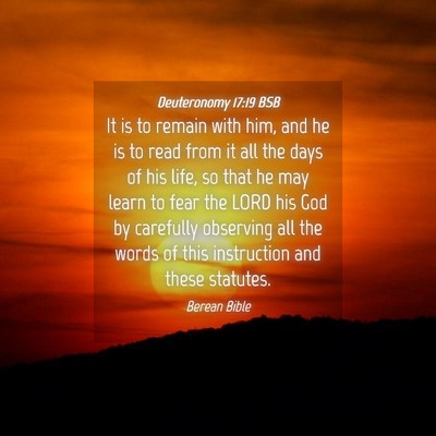 Picture 04 - Deuteronomy 17:19 BSB - It is to remain with him, and he is to read from - Bible Verse Picture