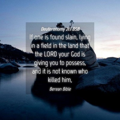 Picture 04 - Deuteronomy 21:1 BSB - If one is found slain, lying in a field in the - Bible Verse Picture