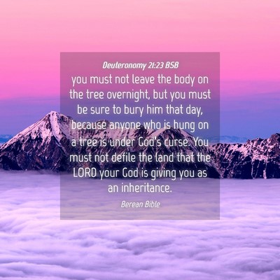 Picture 04 - Deuteronomy 21:23 BSB - you must not leave the body on the tree - Bible Verse Picture