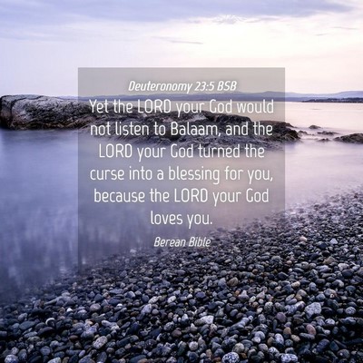 Picture 04 - Deuteronomy 23:5 BSB - Yet the LORD your God would not listen to Balaam, - Bible Verse Picture