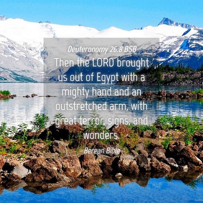 Picture 04 - Deuteronomy 26:8 BSB - Then the LORD brought us out of Egypt with a - Bible Verse Picture