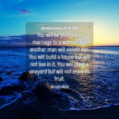 Picture 04 - Deuteronomy 28:30 BSB - You will be pledged in marriage to a woman, but - Bible Verse Picture