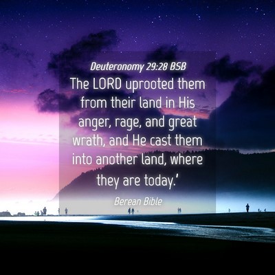 Picture 04 - Deuteronomy 29:28 BSB - The LORD uprooted them from their land in His - Bible Verse Picture
