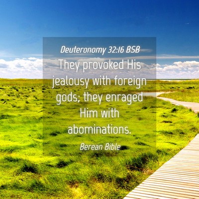 Picture 04 - Deuteronomy 32:16 BSB - They provoked His jealousy with foreign gods; - Bible Verse Picture