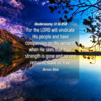 Picture 04 - Deuteronomy 32:36 BSB - For the LORD will vindicate His people and have - Bible Verse Picture