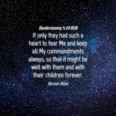Picture 04 - Deuteronomy 5:29 BSB - If only they had such a heart to fear Me and keep - Bible Verse Picture