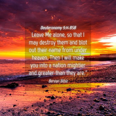 Picture 04 - Deuteronomy 9:14 BSB - Leave Me alone, so that I may destroy them and - Bible Verse Picture