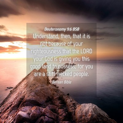 Picture 04 - Deuteronomy 9:6 BSB - Understand, then, that it is not because of your - Bible Verse Picture
