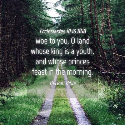 Picture 04 - Ecclesiastes 10:16 BSB - Woe to you, O land whose king is a youth, and - Bible Verse Picture