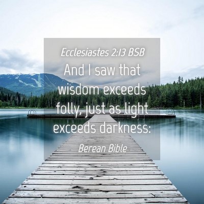Picture 04 - Ecclesiastes 2:13 BSB - And I saw that wisdom exceeds folly, just as - Bible Verse Picture