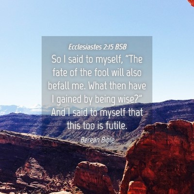 Picture 04 - Ecclesiastes 2:15 BSB - So I said to myself, “The fate of the fool will - Bible Verse Picture
