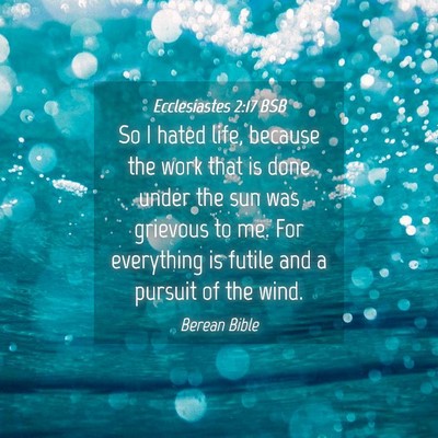 Picture 04 - Ecclesiastes 2:17 BSB - So I hated life, because the work that is done - Bible Verse Picture