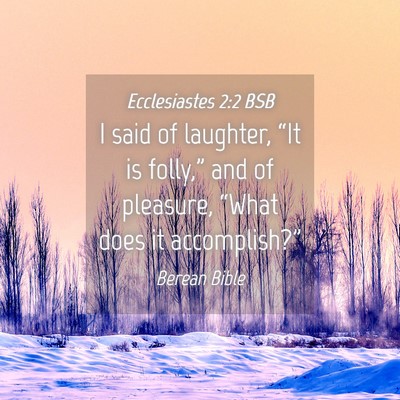 Picture 04 - Ecclesiastes 2:2 BSB - I said of laughter, “It is folly,” and of - Bible Verse Picture