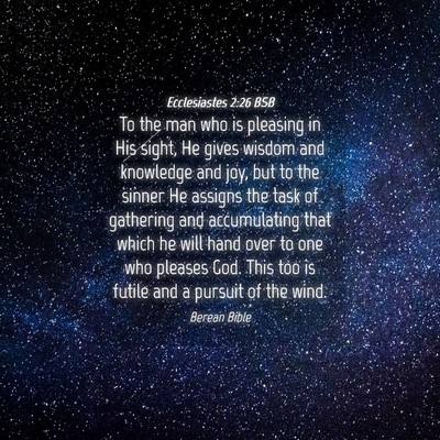 Picture 04 - Ecclesiastes 2:26 BSB - To the man who is pleasing in His sight, He gives - Bible Verse Picture
