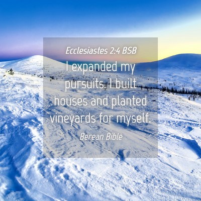 Picture 04 - Ecclesiastes 2:4 BSB - I expanded my pursuits. I built houses and - Bible Verse Picture