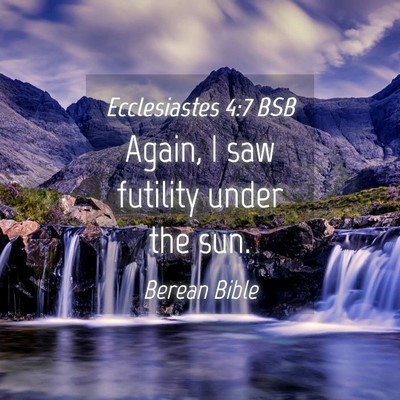 Picture 04 - Ecclesiastes 4:7 BSB - Again, I saw futility under the - Bible Verse Picture