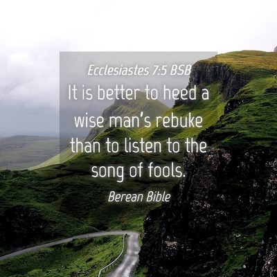 Picture 04 - Ecclesiastes 7:5 BSB - It is better to heed a wise man’s rebuke than - Bible Verse Picture