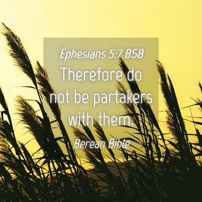 Picture 04 - Ephesians 5:7 BSB - Therefore do not be partakers with - Bible Verse Picture