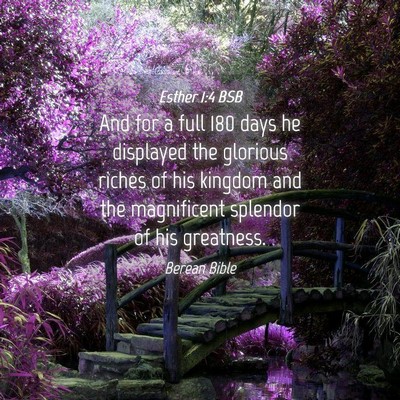 Picture 04 - Esther 1:4 BSB - And for a full 180 days he displayed the glorious - Bible Verse Picture