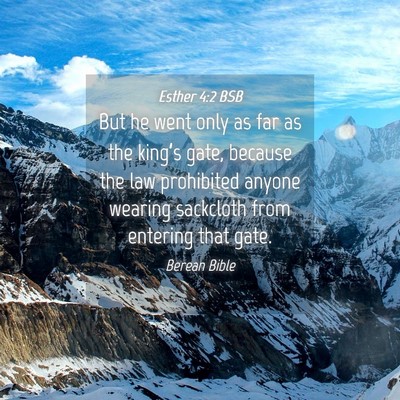 Picture 04 - Esther 4:2 BSB - But he went only as far as the king’s gate, - Bible Verse Picture
