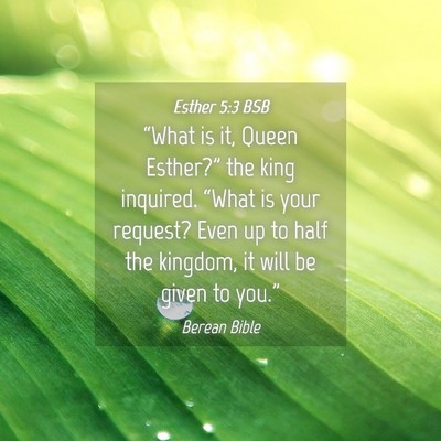 Picture 04 - Esther 5:3 BSB - “What is it, Queen Esther?” the king - Bible Verse Picture