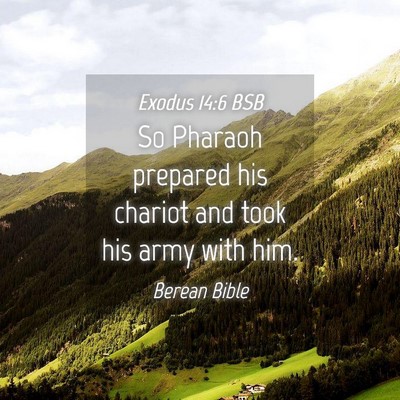 Picture 04 - Exodus 14:6 BSB - So Pharaoh prepared his chariot and took his army - Bible Verse Picture