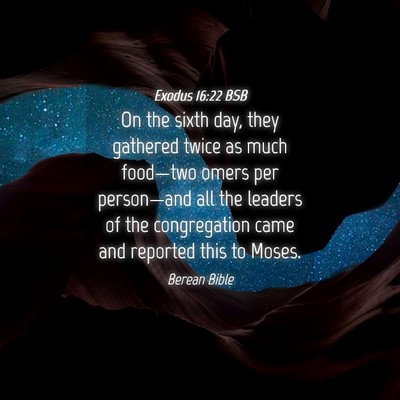 Picture 04 - Exodus 16:22 BSB - On the sixth day, they gathered twice as much - Bible Verse Picture