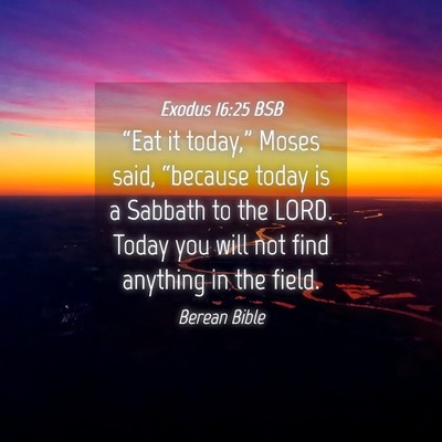 Picture 04 - Exodus 16:25 BSB - “Eat it today,” Moses said, “because today - Bible Verse Picture