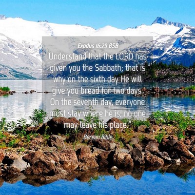 Picture 04 - Exodus 16:29 BSB - Understand that the LORD has given you the - Bible Verse Picture