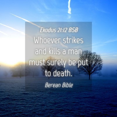 Picture 04 - Exodus 21:12 BSB - Whoever strikes and kills a man must surely be - Bible Verse Picture