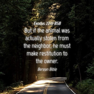 Picture 04 - Exodus 22:12 BSB - But if the animal was actually stolen from the - Bible Verse Picture