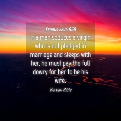 Picture 04 - Exodus 22:16 BSB - If a man seduces a virgin who is not pledged in - Bible Verse Picture