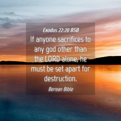 Picture 04 - Exodus 22:20 BSB - If anyone sacrifices to any god other than the - Bible Verse Picture