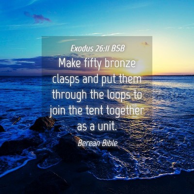 Picture 04 - Exodus 26:11 BSB - Make fifty bronze clasps and put them through the - Bible Verse Picture