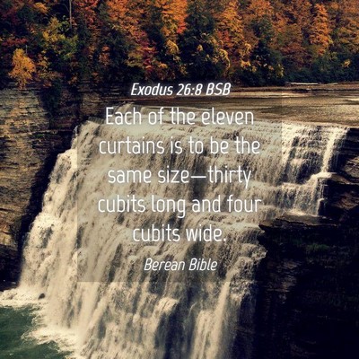 Picture 04 - Exodus 26:8 BSB - Each of the eleven curtains is to be the same - Bible Verse Picture